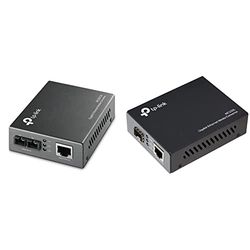 TP-Link MC200CM Convertisseur RJ45 Gigabit/Fibre Optique Multimode/ 850nm/ 0.55km, Noir & MC220L Convertisseur RJ45 Gigabit/Module mini-GBiC SFP Multimode-Monomode/0.55-10km, Noir
