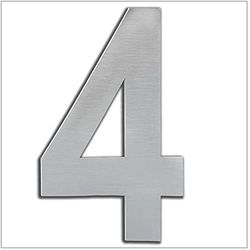 EVI Herrajes | Número Adhesivo para Casas | Nº 4 | Altura 200mm | Acero Inoxidable | Para Paredes, Fachadas, Portales o Puertas | Para Exterior e Interior | Mod.0660200AM-4