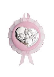 Valenti&Co Médaillon musical avec anges en argent, idéal comme cadeau de naissance ou de baptême à accrocher au berceau, poussette, ou dans une chambre de bébé