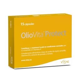 Vitae OlioVita Protect 15 cápsulas | Fotoprotector oral con aceite de espino amarillo, extracto de pomelo y romero, y vitamina D | Cuida y protege la piel | Hidratante y Antioxidante | Alergia Solar