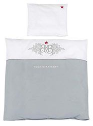 roba Juego de sábanas, 2 piezas, colección 'Rock Star Baby 1', sábanas infantiles, 100% algodón, funda de edredón 100 x 135 y funda de almohada 40 x 60
