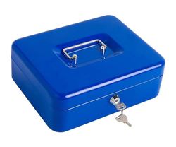Kippen 10032B2 - Caja de caudales con bandeja para monedas. Color azul. Dimensiones: 200 x 160 x 90 mm.