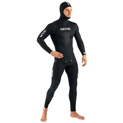 SEAC Black Shark, Sub Fiske våtdräkt och apné i Neopren 3 mm, Två delar, Delad Män, Svart, XL