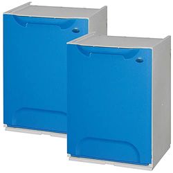 Set di 2 contenitori per raccolta differenziata in polipropilene blu, con serbatoio da 20 litri