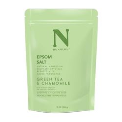 Dr. Natural Epsom Salt - Bath Salts for Stress Relief - Relaxing, Softening Epsom Salt Bath Soak - Magnesium Boost - Green Tea and Chamomile - 450 g