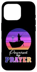 Powered by Prayer Cool Disciple Fishing Christian Cross Case for iPhone 16 Pro