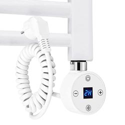 EMKE Verwarmingselement 600 W voor badkamerradiator, verwarmingspatroon van roestvrij staal voor handdoekradiator, elektrische radiator, verwarmingselement met thermostaat en temperatuurregelaar, wit