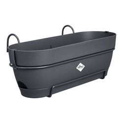 Elho Vibia Campana Trough Allin1 50 - Fioriera per Balcone - Ø 50.4 x H 17.7 cm - Nero/Anthracite