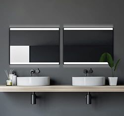 Talos Miroir de Salle de Bain Black Shine avec éclairage, Noir Mat, 80 x 60 cm