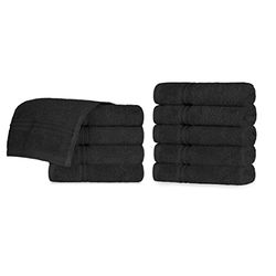 Superior Towel Set, Cotton, Black, Washcloth (10-Pack)