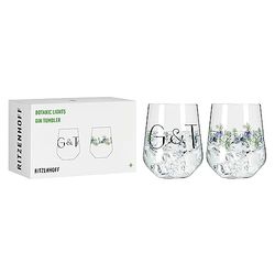 Ritzenhoff Botanic Lights Series 3891001 Gin Glass 700 ml Set of 2 Tumblers with Motif and Saying Made in Germany