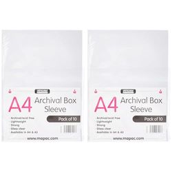 Artcare 15143001 34,5 x 0,1 x 23 cm Matière synthétique pour l'archivage-A4–Boîte de pochettes intercalaires non perforés, 10 unité Transparent (Lot de 2)