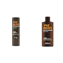 Piz Buin Stick Solare per Labbra Protezione Alta 30SPF con Aloe Vera + Latte Solare 50SPF, Resistente al Sudore e all'Acqua, 200ml