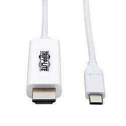 Tripp Lite USB C to HDMI Cable Adapter (M/Thunderbolt 3 HDMI Cable Adapter, Gen 1, Converter On HDMI End, 4K HDMI @ 60 Hz, 4: White, 6 ft. (U444-006-H4K6WE)