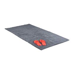 Relaxdays Tapete de casa de banho, felpudo lavável, ideal para pisos aquecidos, cinzento, algodão, 80 x 150 cm (retangular)