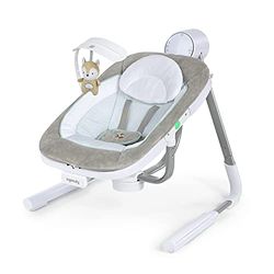Ingenuity Anyway Sway Babyschommel met 5 snelheden, draagbaar, opvouwbaar, multidirectioneel, met trillingen, natuurlijke geluiden, 0-9 maanden (Ray)