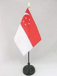 Singapore Table Vlag 15x10 cm - Singaporean Desk Vlag 15 x 10 cm - gouden speerblad - AZ FLAG