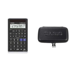 Casio FX-82SOLARII Calcolatrice Scientifica, 144 Funzioni, Alimentazione Solare, Nero/Grigio + Casio Copertura Protettiva per Calcolatrice Tecnica