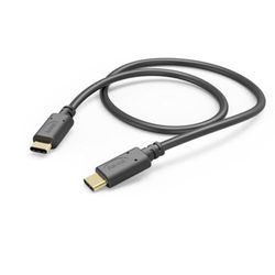 Hama USB-C-kabel - USB-C-kontakt (3A, 20V, 480 Mbit/s, guldpläterad, 1,5 m) Svart