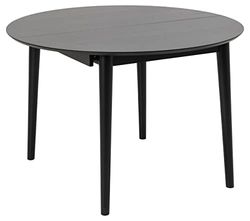 AC Design Furniture Monty Table à Manger Extensible pour 6 Personnes, Plateau Rond en placage de chêne Noir avec Pieds Ronds, Table de Cuisine avec Plateau Extensible, Ø 115 x H 75 cm