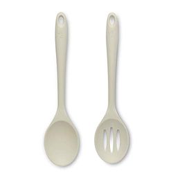 Zeal Non-Stick Silicone Slotted Spoon & Cooks Spoon 2-Piece Set - Cream