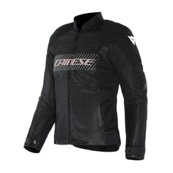 DAINESE Herosphere Air Tex Jacket Wmn, ventilerad och sommar stickad motorcykeljacka, dam, svart/vit/persika, 46