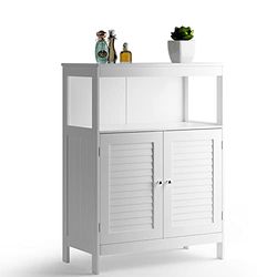 BAKAJI Armario Armario Armario baño Dos Puertas Doble Apertura Estante Muebles Madera MDF diseño Moderno hogar Ahorro Espacio estantes Interiores Color Blanco 60 x 30 x 80 cm
