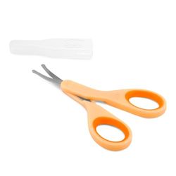 Chicco nagelsax för spädbarn och barn, sax i rostfritt stål med böjda blad och rundade spetsar, skyddskåpa, halkskydd gummigrepp - Babytillbehör 0+ månader