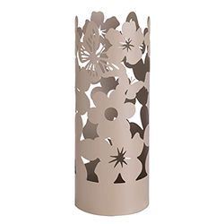 Baroni Home Portaombrelli Design Moderno Porta Ombrelli in Metallo Flowers con 2 Gancini e Vaschetta Scolapioggia Rimovibile 19X19X49 cm (Tortora)