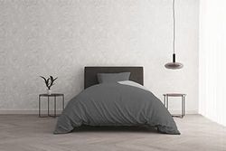 Italian Bed Linen Juego de Funda nórdica “Natural Colour”, Doble pequeño, Gris Oscuro/Gris Claro.
