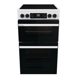 Hisense HDCEC5C10W Freestanding Ceramic Electric Cooker with Double Oven 69/43 Litres - White, A Rated Double Oven [Energy Class A]