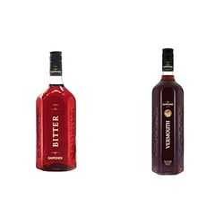 Gamondi Bitter Liquore | Aperitivo Alcolico intenso e tradizionalmente amaro | Perfetto per cocktail negroni, americano | 100cl (1 litri) & Vermouth di Torino Rosso - 1L