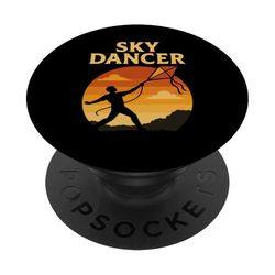Silueta de cometa del atardecer bailarina del cielo PopSockets PopGrip Adhesivo