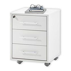 Stella Trading Pronto Meuble de Bureau à roulettes verrouillable Gris Clair Armoire de Bureau Mobile avec 3 tiroirs Meuble de Bureau Moderne Kit Complet – 43 x 56 x 42 cm (l x H x P)