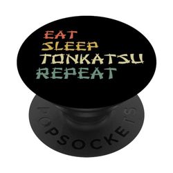 Comer Dormir Tonkatsu Repite Japonés Amante de la Comida PopSockets PopGrip Intercambiable