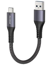 Maxonar USB C kabel kort 20cm/0.2M [10Gbps data] USB3.2 Gen2 Type C Android autokabel QC3.0 3.1A USB A naar C snellader voor Samsung Note20 Galaxy S23/S22/S21/S20 Z Flip 5 Pixel 8 OnePlus 11 grijs