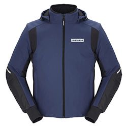 SPIDI Hoodie Armor H2OUT, Color Negro y Azul, Talla M, Chaqueta de Moto Impermeable y Transpirable, Protege del Viento, Chaqueta de Moto para Hombre con puños elásticos