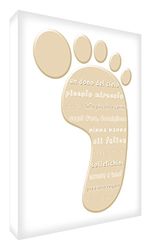 Feel Good Art FOOT-A7BLK-01IT - Token decorativo de acrílico, pulido de diamante con huellas, beige, 10,5 x 7,4 x 2 cm