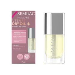 Semilac Velvet Dry Oil - Olio secco nutriente per cuticole e unghie, con olio di mandorle e vitamina E, vegano, 7 ml