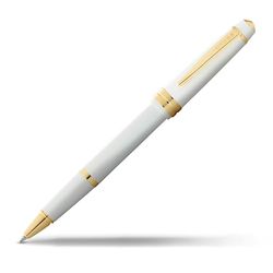 CROSS Bailey Light AT0745-10 Refillable Resin Gel Ink Rollerball Pen with Polished Gold Tone Appointments, Medium Point, includes Premium Gift Box and Black Gel Ink Cartridge, 1 Pack, White