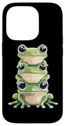 Cute Kawaii Four Stacked Frogs Case for iPhone 14 Pro