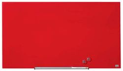 Nobo Lavagna Magnetica in Vetro con Vaschetta Porta Accessori Rimovibile, 1000 x 560 mm, Sistema di Montaggio InvisaMount, Gamma Impression Pro, Rosso, 1905184