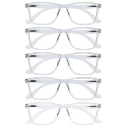 OPULIZE NYX Blue Light Blocking Reading Glasses - Anti-Glare Computer and Gaming Eyewear - 5 Pack - UV and Eyestrain Protection - Rectangular Frame - Clear - Men Women - + 3.00