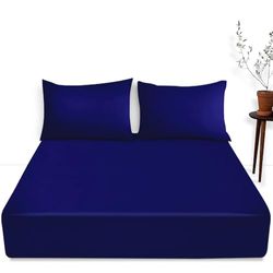 Lenzuolo con angoli elasticizzati super morbido, tinta unita, per letto king size, comodo e resistente allo sbiadimento, lenzuolo profondo blu reale