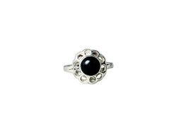 Anello in onice nero, anello in argento 925, anello fatto a mano, anello da donna in argento, pietra portafortuna di dicembre (28,5)