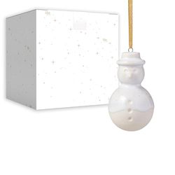 like. by Villeroy & Boch – Winter Glow snowman ornament, Premium Porcelain Christmas decoration, tree decoration, 4.5 x 4.5 x 8 cm, White/Beige