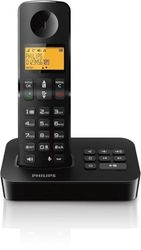 PHILIPS Draadloze Telefoon D2651B/01 Single - Huistelefoon met Antwoordapparaat - 1'6 Inch Display - Telefoonboek - Nummerherkenning - Sneltoetsen - Ruim Bereik - Zwart