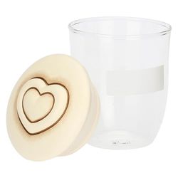 THUN - Bocal en verre avec couvercle coeur en céramique