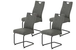 Hela Tische Jupiter Set di 4 sedie per sala da pranzo, con rivestimento in microfibra grigio antracite, seduta confortevole a molle, struttura tubolare circolare in metallo nero, portata da 140 kg