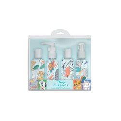 Animali Disney - Kit Gobeleterie - Bottiglie da viaggio vuote - 4 pezzi - Set di 4 bottiglie vuote - viaggio ideale sull'aereo - 100 ml